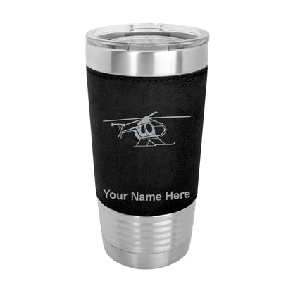 20oz Faux Leather Tumbler Mug, Helicopter 1, Personalized Engraving Included - LaserGram Custom Engraved Gifts