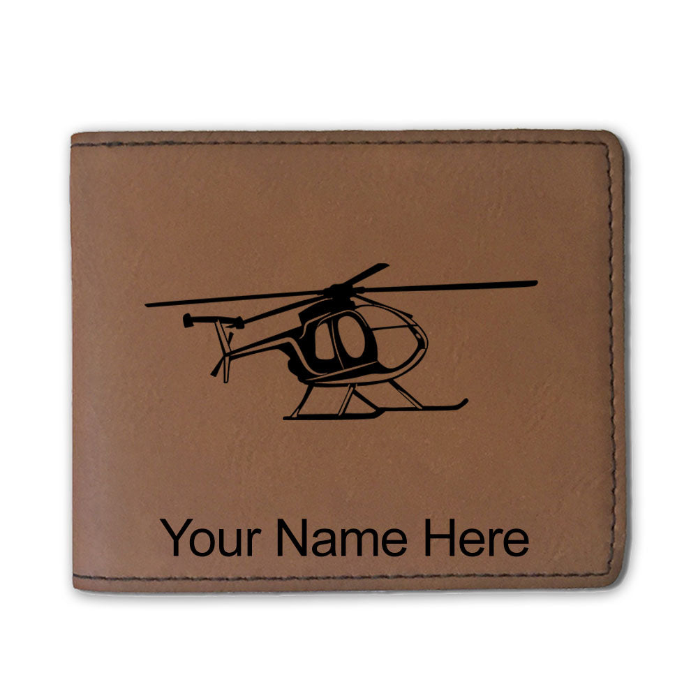 Faux Leather Bi-Fold Wallet, Helicopter 1, Personalized Engraving Included