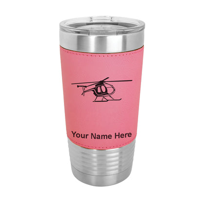 20oz Faux Leather Tumbler Mug, Helicopter 1, Personalized Engraving Included - LaserGram Custom Engraved Gifts