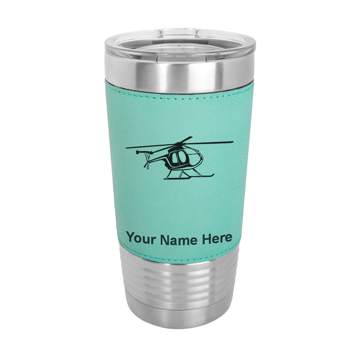 20oz Faux Leather Tumbler Mug, Helicopter 1, Personalized Engraving Included - LaserGram Custom Engraved Gifts