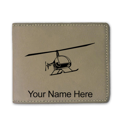 Faux Leather Bi-Fold Wallet, Helicopter 2, Personalized Engraving Included
