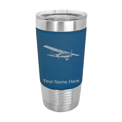 20oz Faux Leather Tumbler Mug, High Wing Airplane, Personalized Engraving Included - LaserGram Custom Engraved Gifts