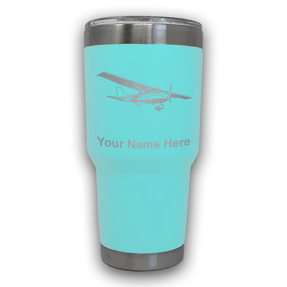 LaserGram 30oz Tumbler Mug, High Wing Airplane, Personalized Engraving Included