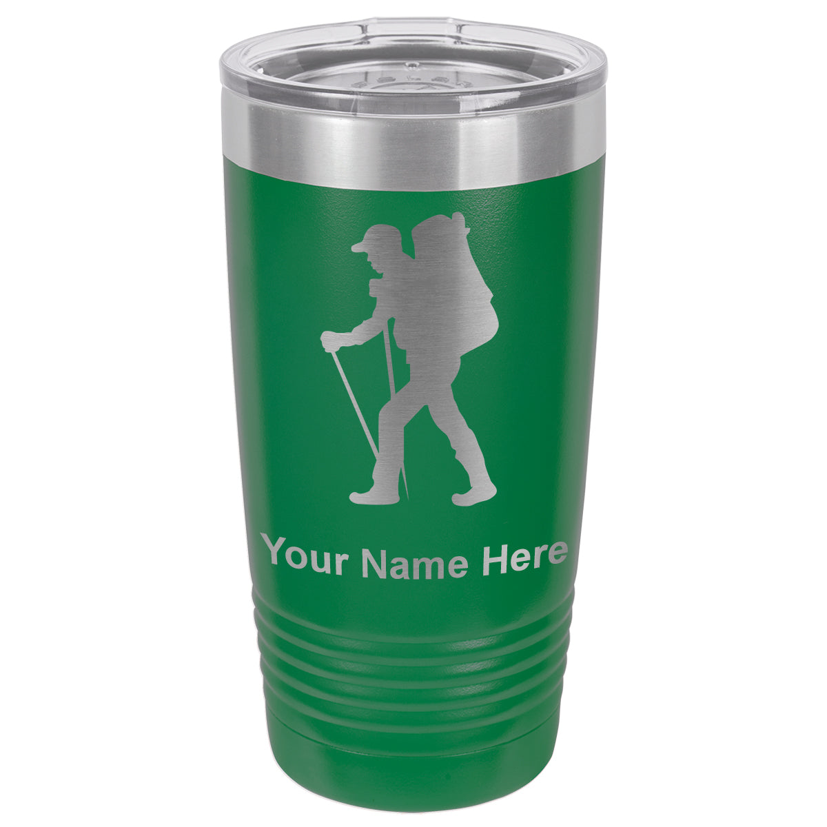 20oz Vacuum Insulated Tumbler Mug, Hiker Man, Personalized Engraving Included