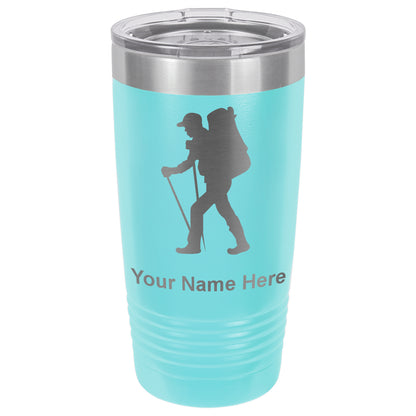 20oz Vacuum Insulated Tumbler Mug, Hiker Man, Personalized Engraving Included