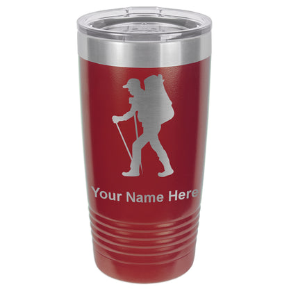 20oz Vacuum Insulated Tumbler Mug, Hiker Man, Personalized Engraving Included