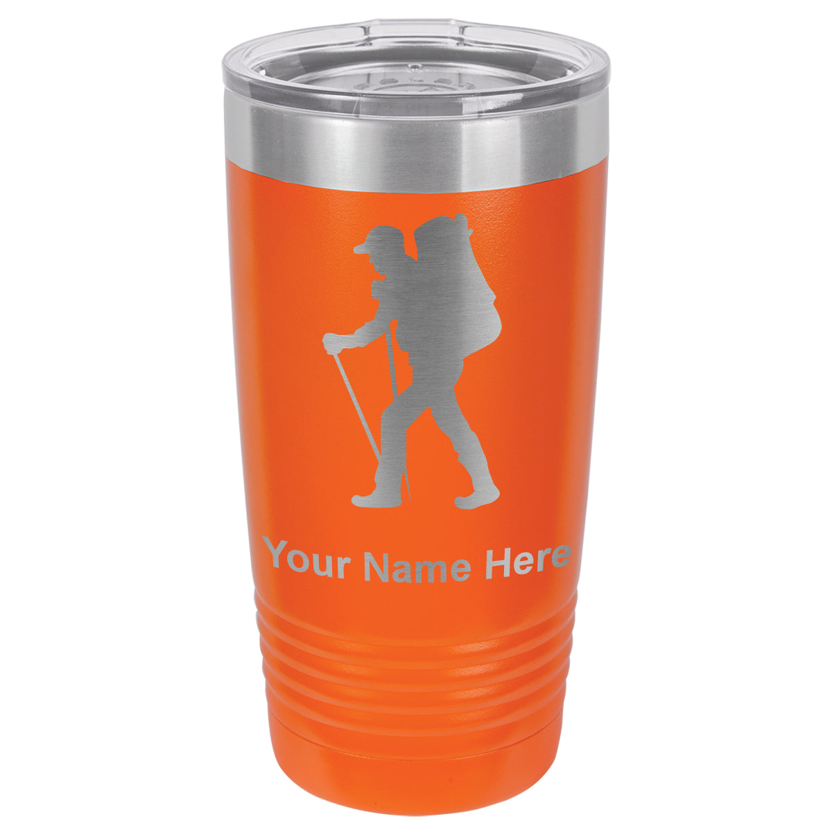 20oz Vacuum Insulated Tumbler Mug, Hiker Man, Personalized Engraving Included
