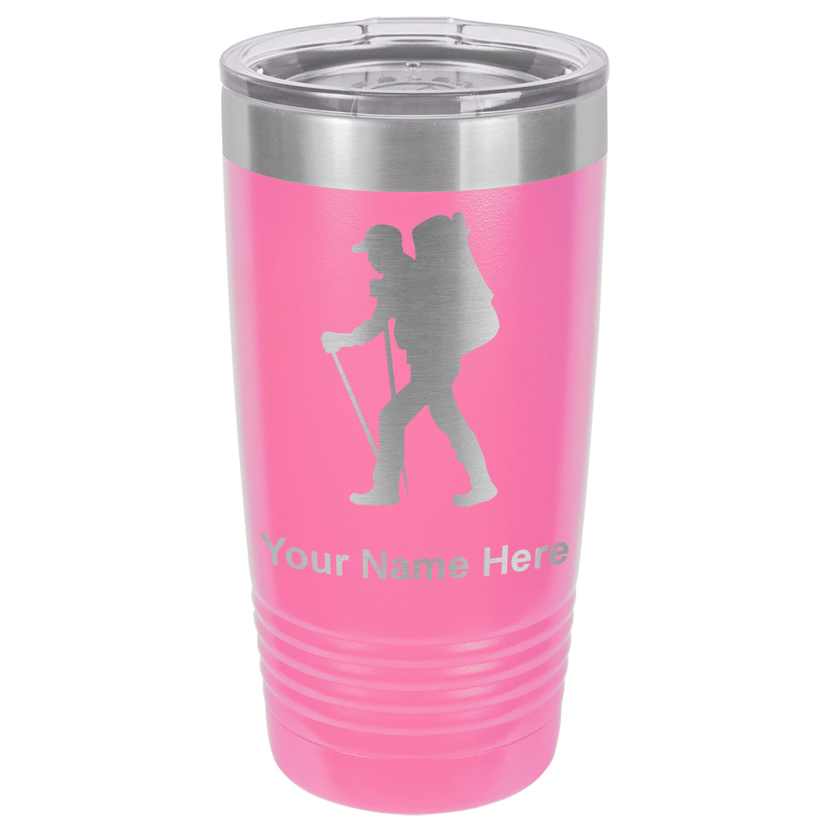 20oz Vacuum Insulated Tumbler Mug, Hiker Man, Personalized Engraving Included