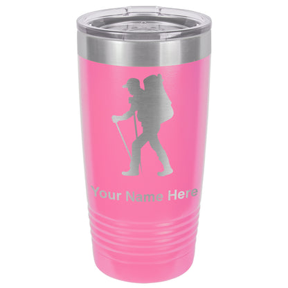 20oz Vacuum Insulated Tumbler Mug, Hiker Man, Personalized Engraving Included