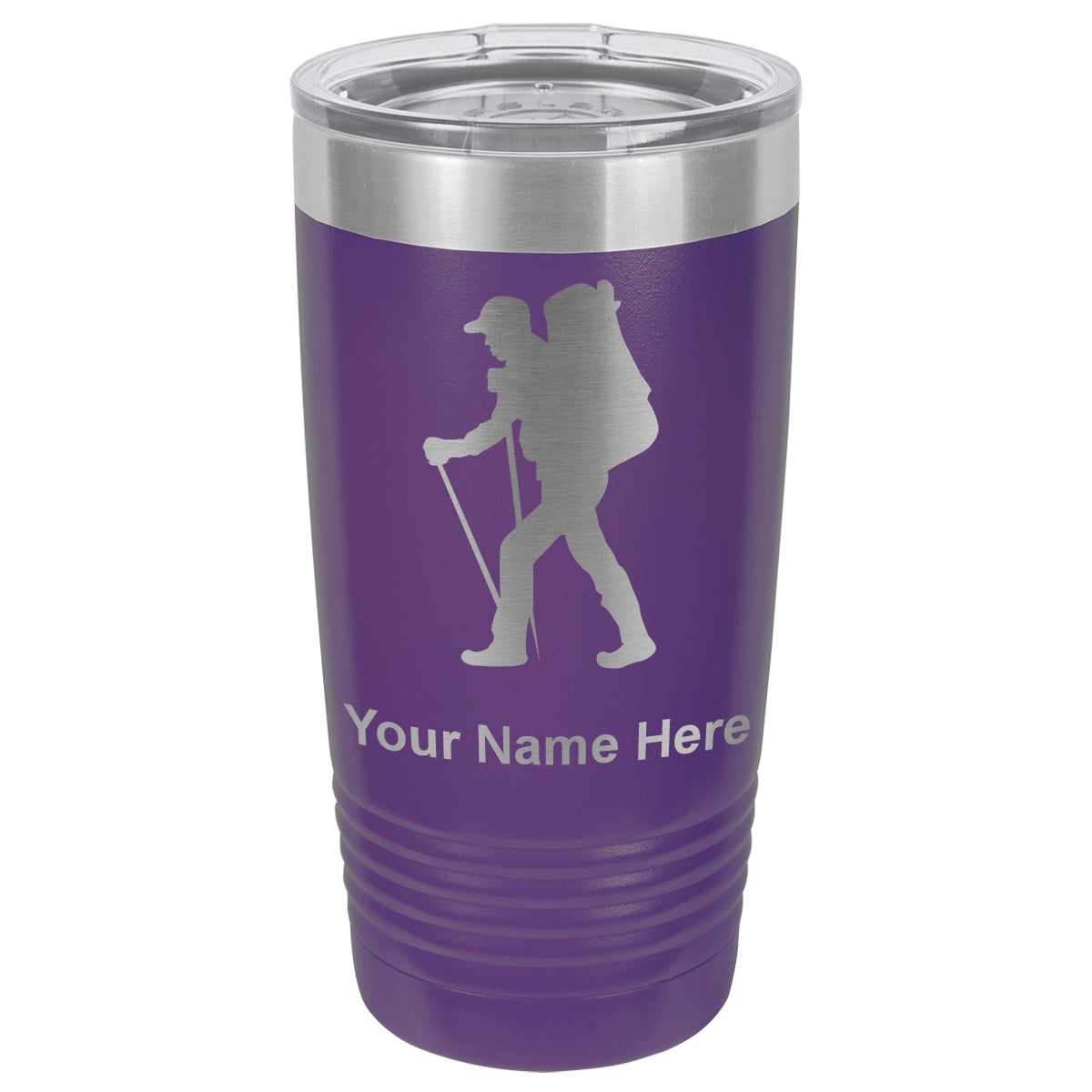 20oz Vacuum Insulated Tumbler Mug, Hiker Man, Personalized Engraving Included