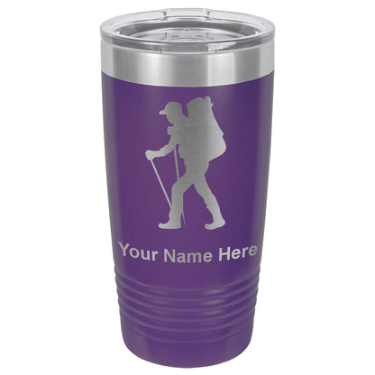 20oz Vacuum Insulated Tumbler Mug, Hiker Man, Personalized Engraving Included