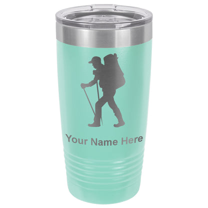 20oz Vacuum Insulated Tumbler Mug, Hiker Man, Personalized Engraving Included