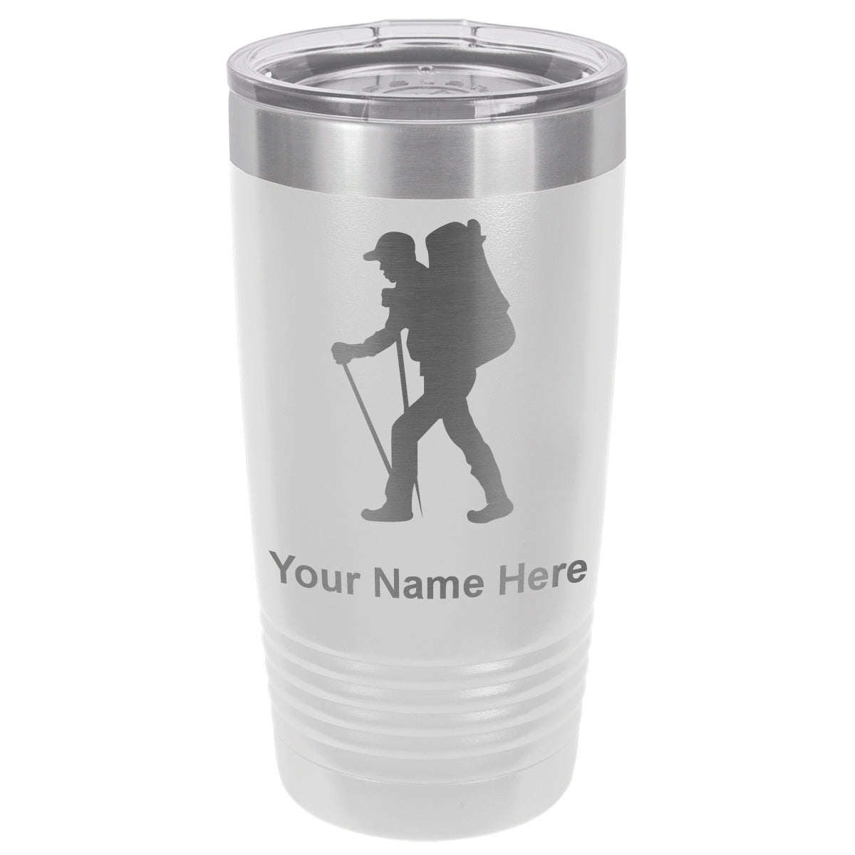20oz Vacuum Insulated Tumbler Mug, Hiker Man, Personalized Engraving Included
