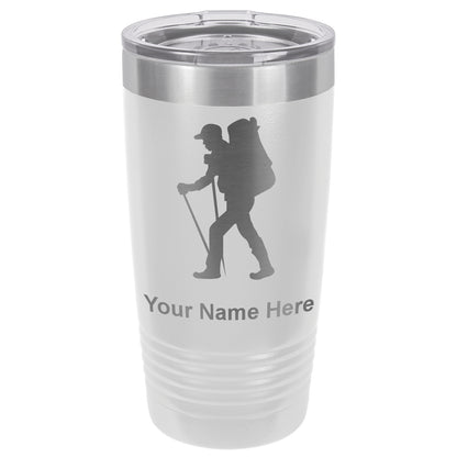 20oz Vacuum Insulated Tumbler Mug, Hiker Man, Personalized Engraving Included