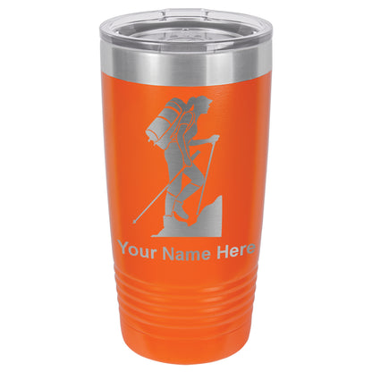 20oz Vacuum Insulated Tumbler Mug, Hiker Woman, Personalized Engraving Included