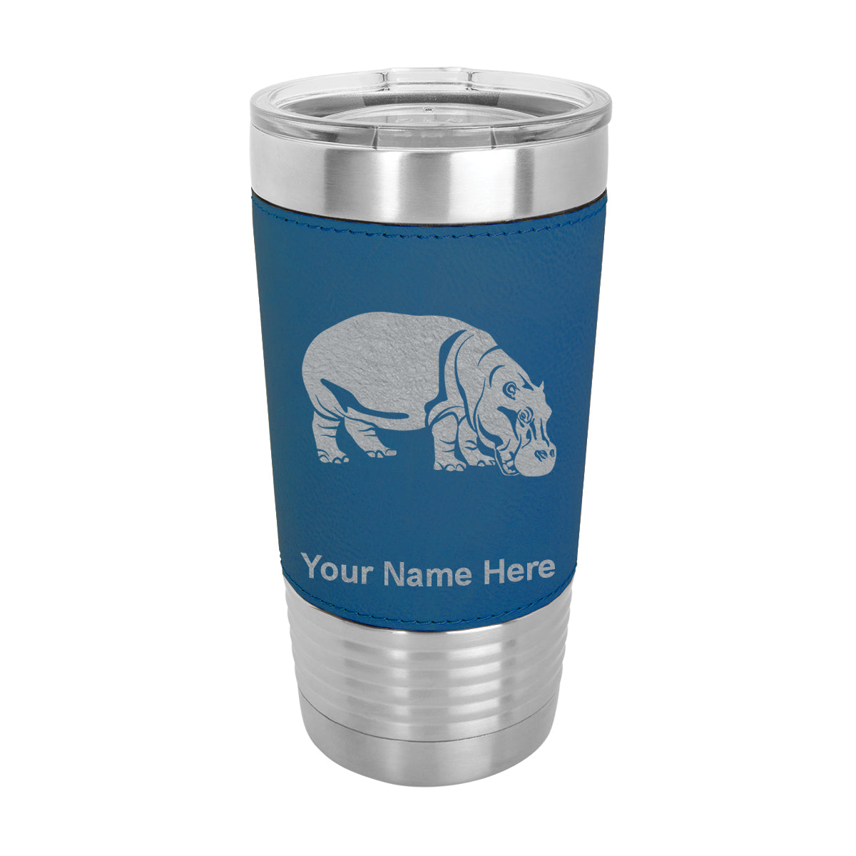 20oz Faux Leather Tumbler Mug, Hippopotamus, Personalized Engraving Included - LaserGram Custom Engraved Gifts