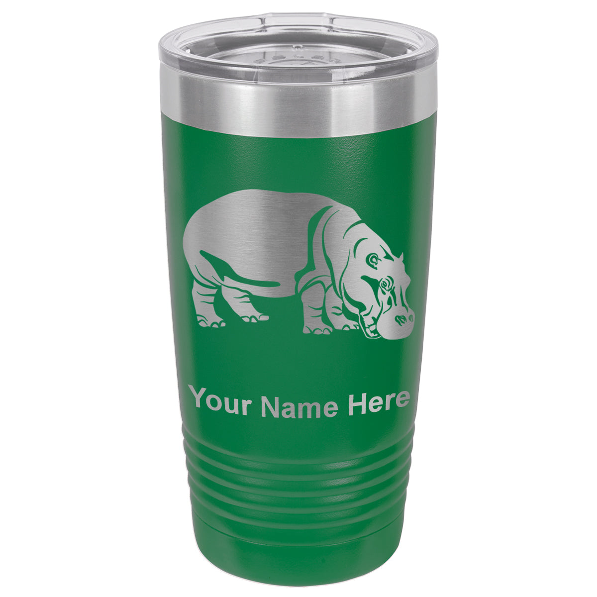 20oz Vacuum Insulated Tumbler Mug, Hippopotamus, Personalized Engraving Included