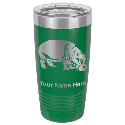 20oz Vacuum Insulated Tumbler Mug, Hippopotamus, Personalized Engraving Included