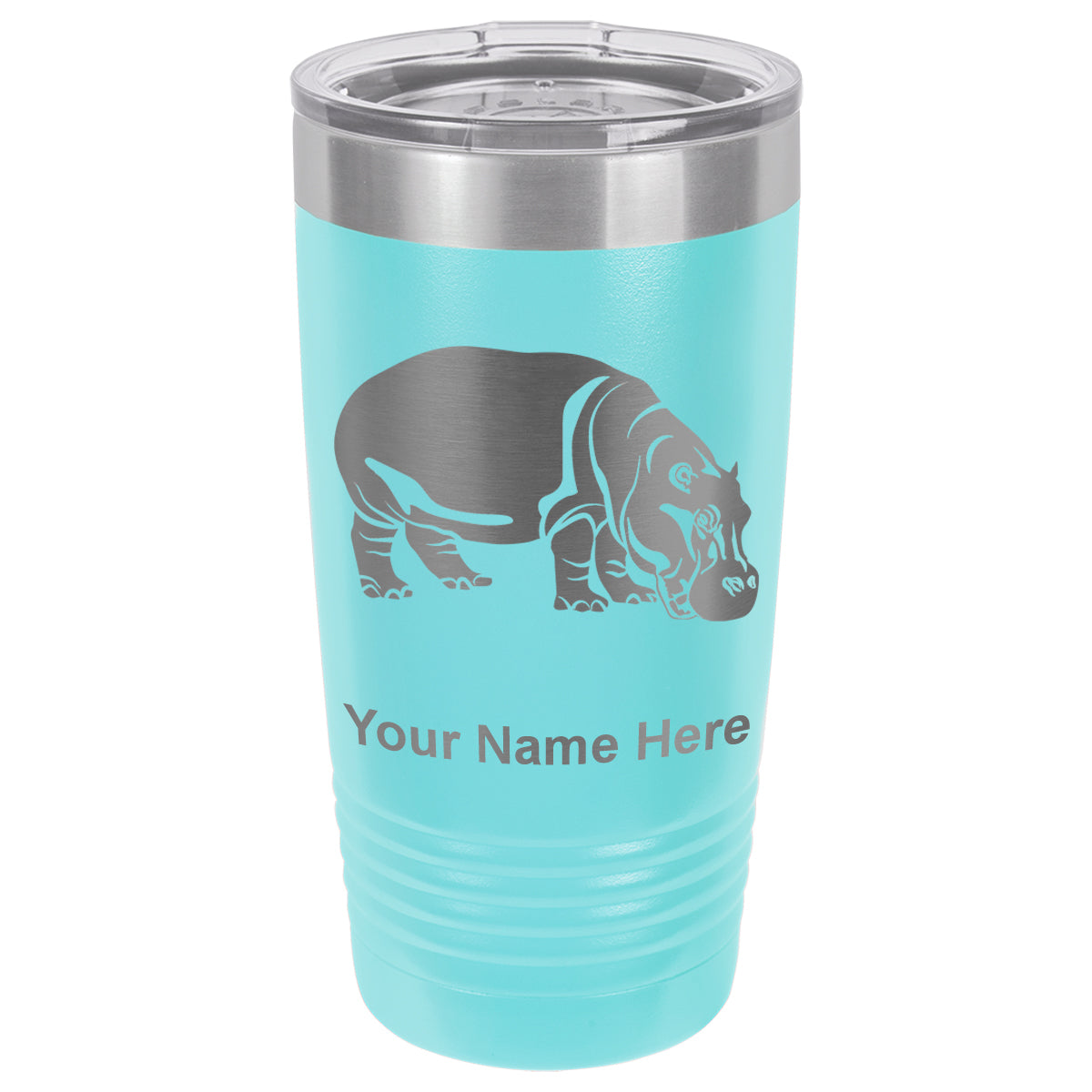 20oz Vacuum Insulated Tumbler Mug, Hippopotamus, Personalized Engraving Included