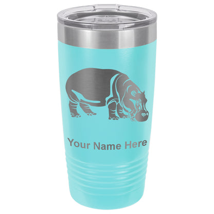 20oz Vacuum Insulated Tumbler Mug, Hippopotamus, Personalized Engraving Included