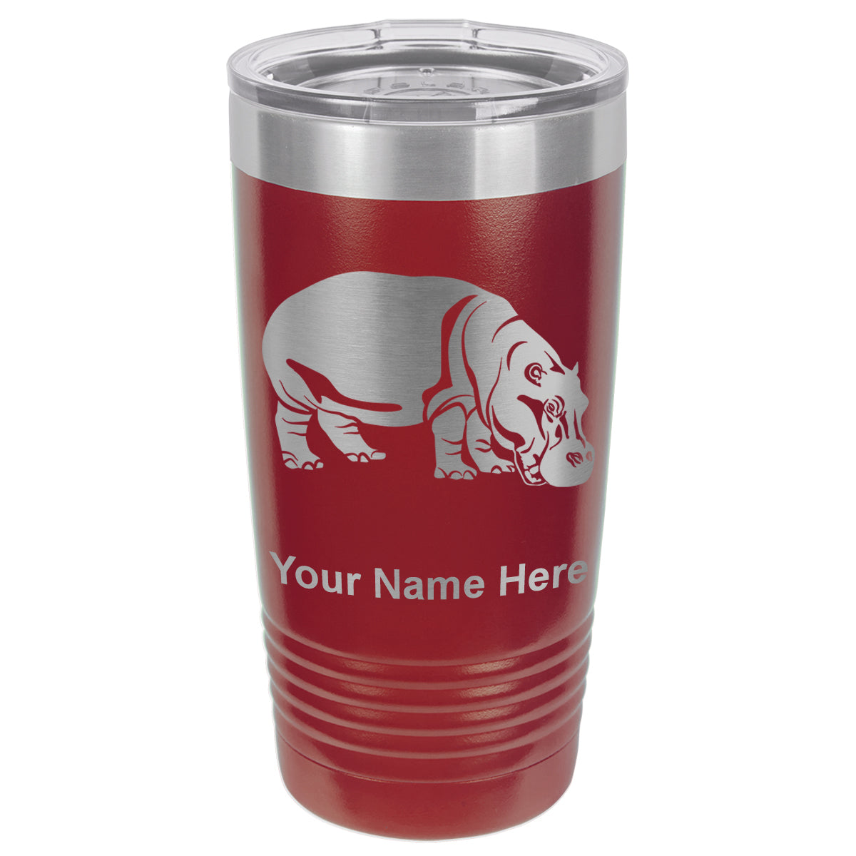 20oz Vacuum Insulated Tumbler Mug, Hippopotamus, Personalized Engraving Included