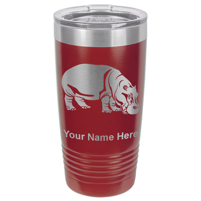 20oz Vacuum Insulated Tumbler Mug, Hippopotamus, Personalized Engraving Included