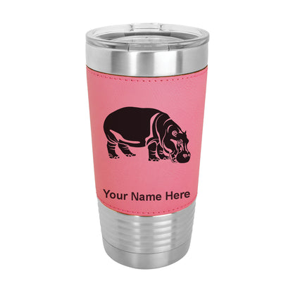 20oz Faux Leather Tumbler Mug, Hippopotamus, Personalized Engraving Included - LaserGram Custom Engraved Gifts