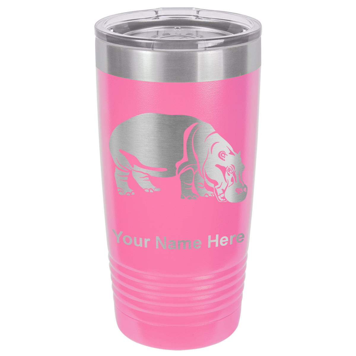20oz Vacuum Insulated Tumbler Mug, Hippopotamus, Personalized Engraving Included