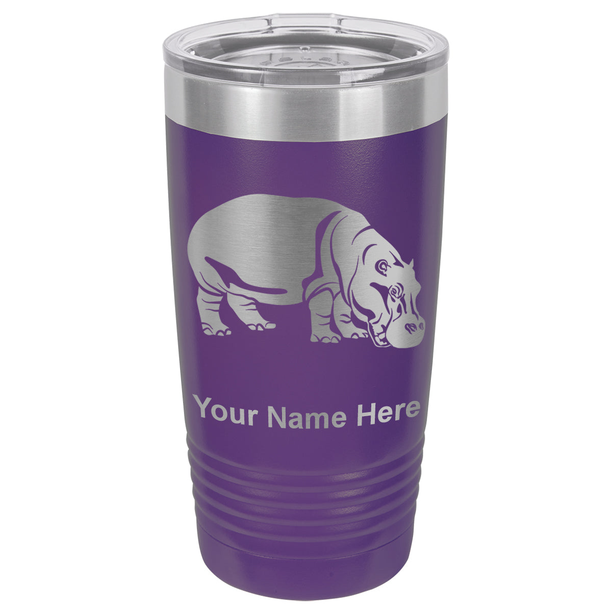 20oz Vacuum Insulated Tumbler Mug, Hippopotamus, Personalized Engraving Included
