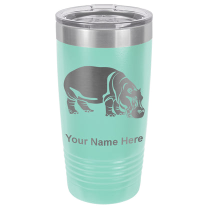20oz Vacuum Insulated Tumbler Mug, Hippopotamus, Personalized Engraving Included