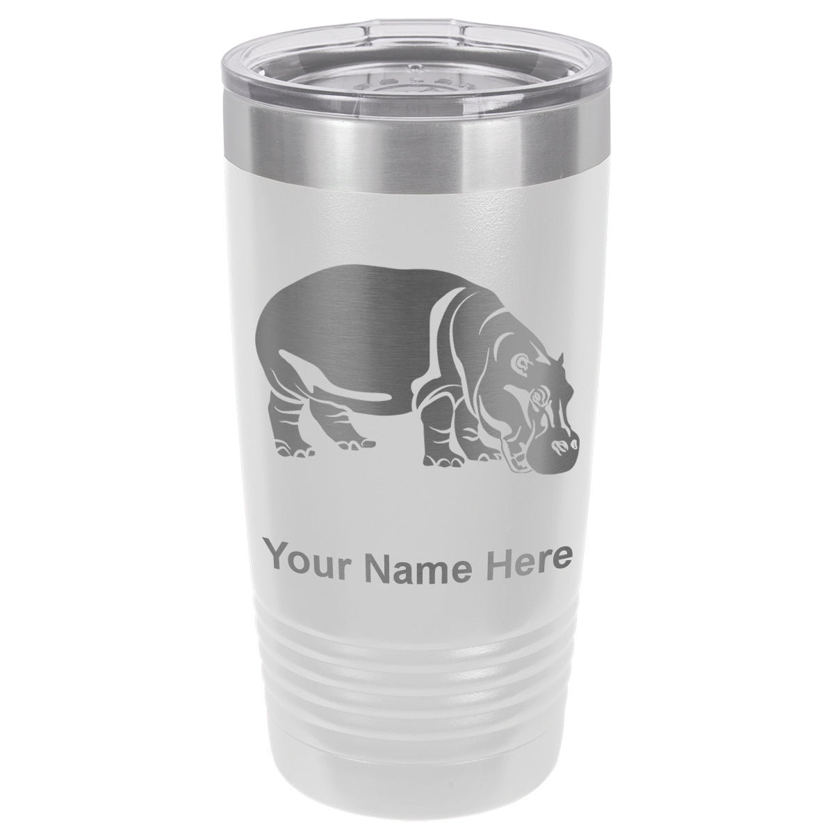 20oz Vacuum Insulated Tumbler Mug, Hippopotamus, Personalized Engraving Included