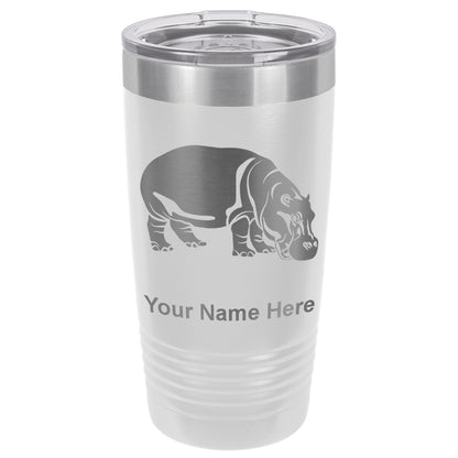 20oz Vacuum Insulated Tumbler Mug, Hippopotamus, Personalized Engraving Included