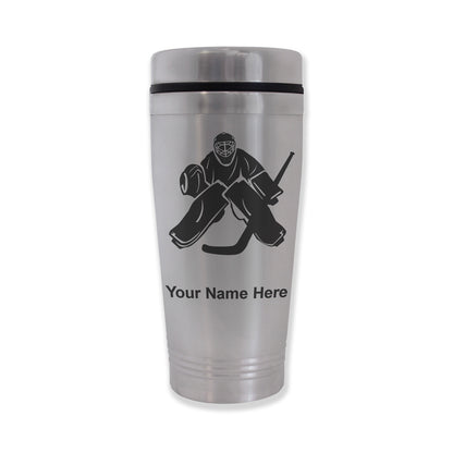 Commuter Travel Mug, Hockey Goalie, Personalized Engraving Included