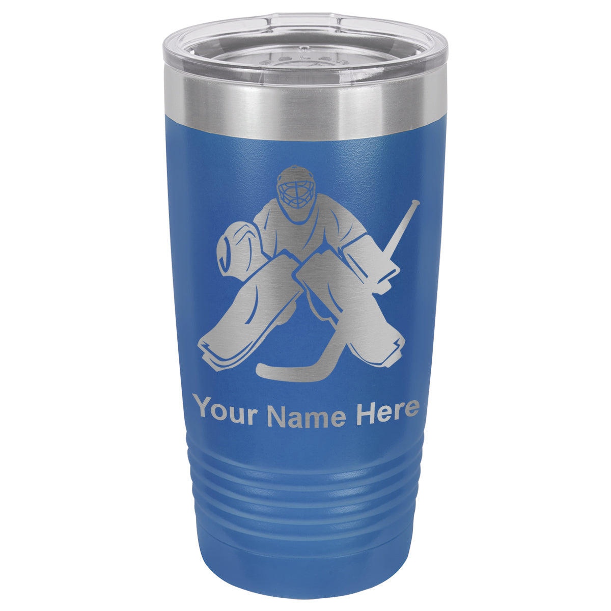 20oz Vacuum Insulated Tumbler Mug, Hockey Goalie, Personalized Engraving Included