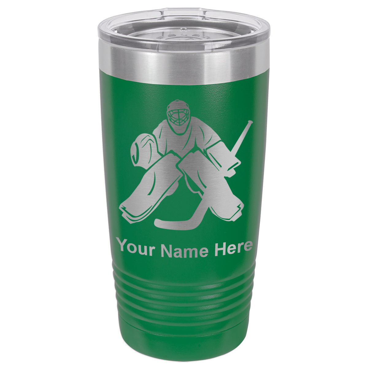 20oz Vacuum Insulated Tumbler Mug, Hockey Goalie, Personalized Engraving Included