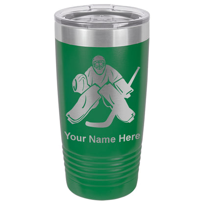 20oz Vacuum Insulated Tumbler Mug, Hockey Goalie, Personalized Engraving Included