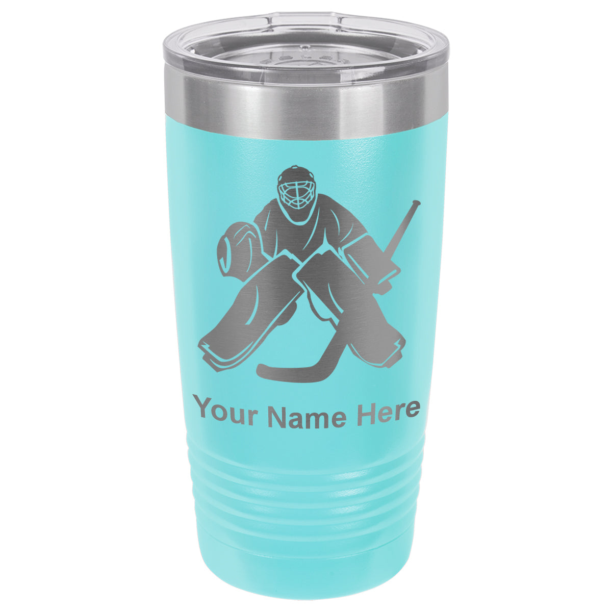 20oz Vacuum Insulated Tumbler Mug, Hockey Goalie, Personalized Engraving Included