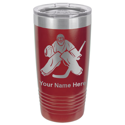 20oz Vacuum Insulated Tumbler Mug, Hockey Goalie, Personalized Engraving Included
