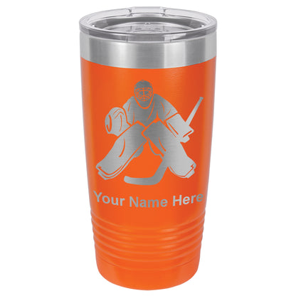 20oz Vacuum Insulated Tumbler Mug, Hockey Goalie, Personalized Engraving Included