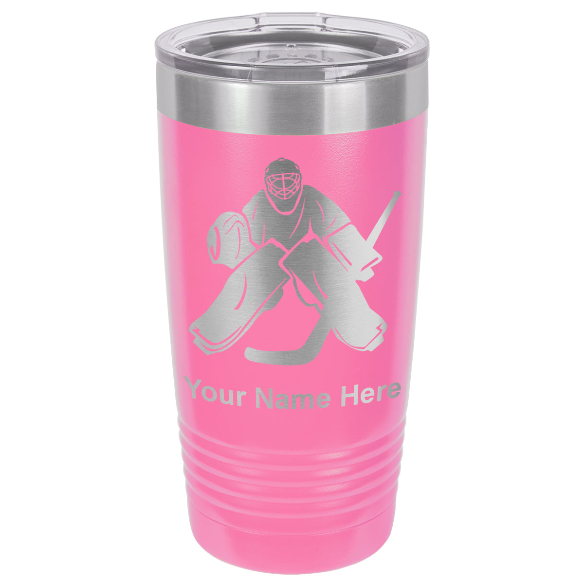 20oz Vacuum Insulated Tumbler Mug, Hockey Goalie, Personalized Engraving Included