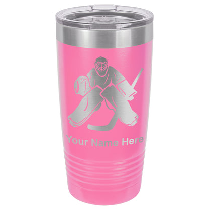 20oz Vacuum Insulated Tumbler Mug, Hockey Goalie, Personalized Engraving Included