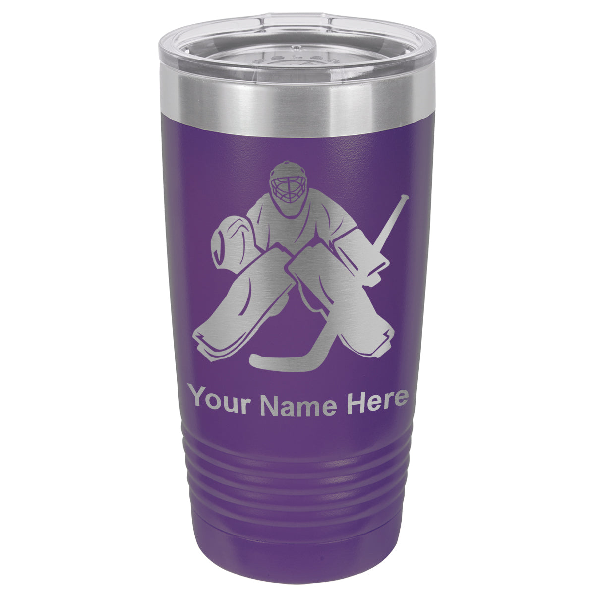 20oz Vacuum Insulated Tumbler Mug, Hockey Goalie, Personalized Engraving Included