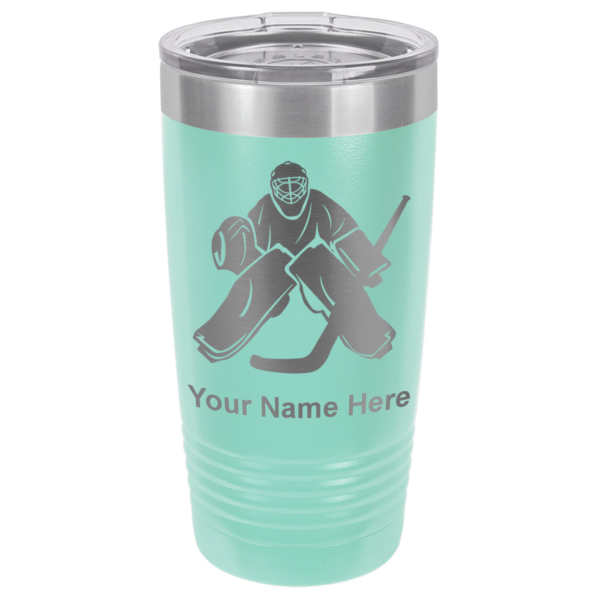 20oz Vacuum Insulated Tumbler Mug, Hockey Goalie, Personalized Engraving Included