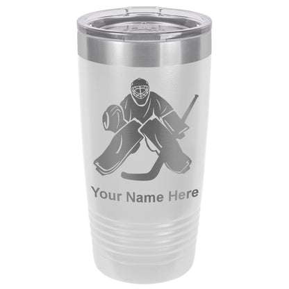 20oz Vacuum Insulated Tumbler Mug, Hockey Goalie, Personalized Engraving Included