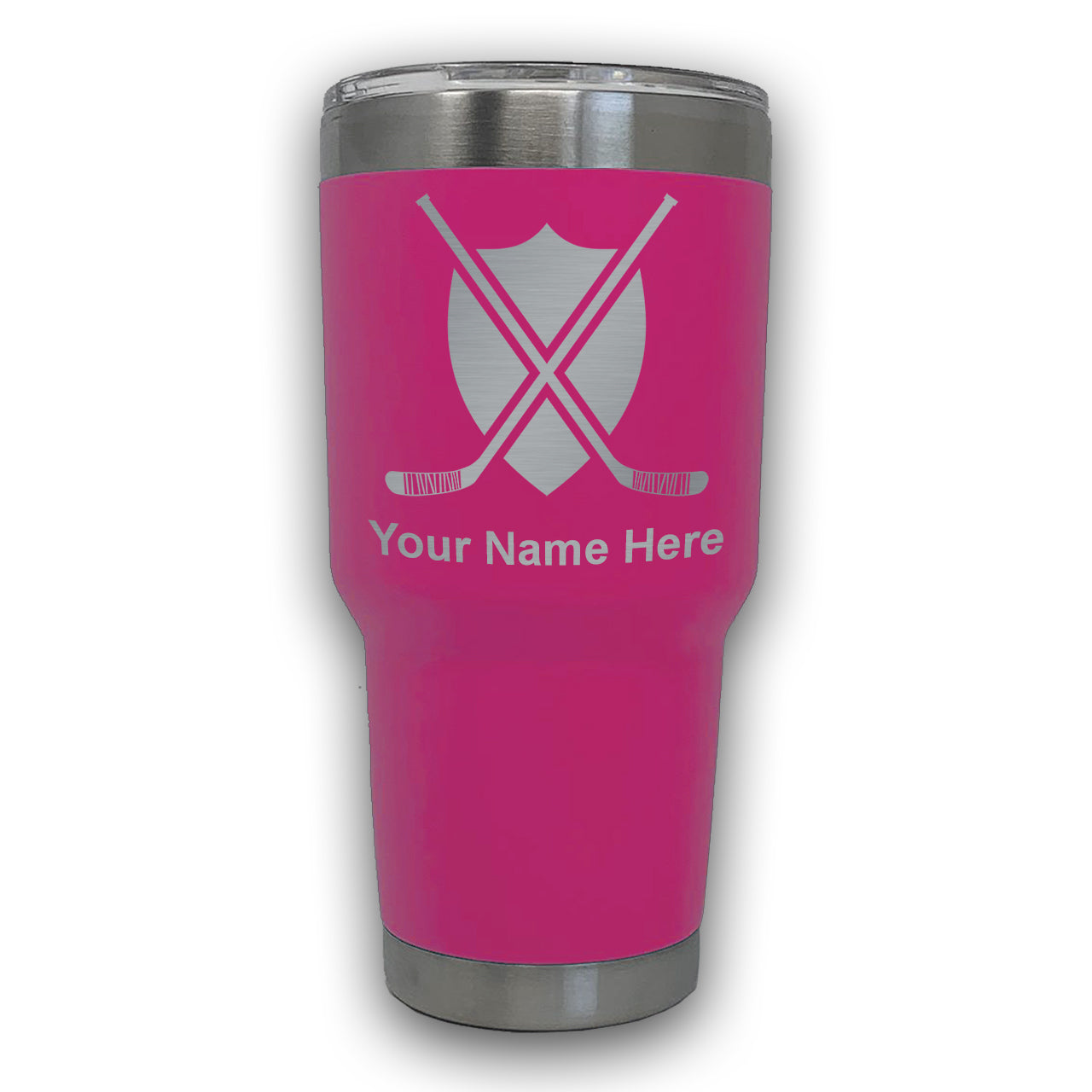LaserGram 30oz Tumbler Mug, Hockey Sticks, Personalized Engraving Included