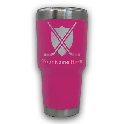 LaserGram 30oz Tumbler Mug, Hockey Sticks, Personalized Engraving Included