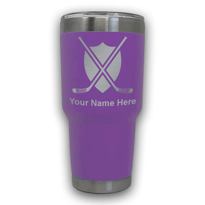 LaserGram 30oz Tumbler Mug, Hockey Sticks, Personalized Engraving Included