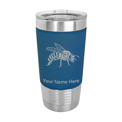 20oz Faux Leather Tumbler Mug, Honey Bee, Personalized Engraving Included - LaserGram Custom Engraved Gifts