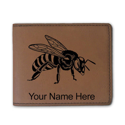 Faux Leather Bi-Fold Wallet, Honey Bee, Personalized Engraving Included