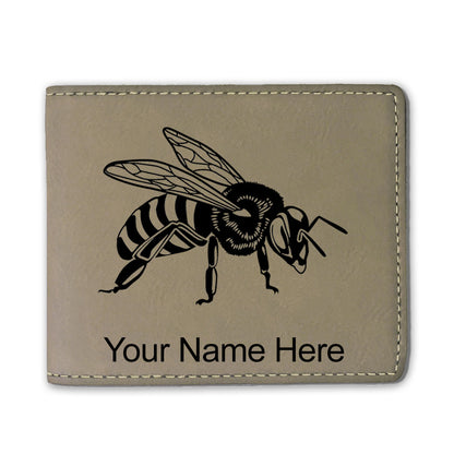 Faux Leather Bi-Fold Wallet, Honey Bee, Personalized Engraving Included